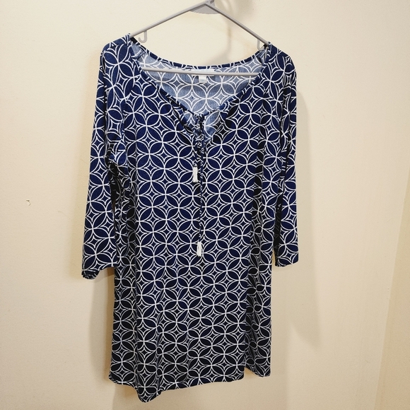Escapada Beachy Navy and white Cover up Tunic size M - Picture 4 of 10
